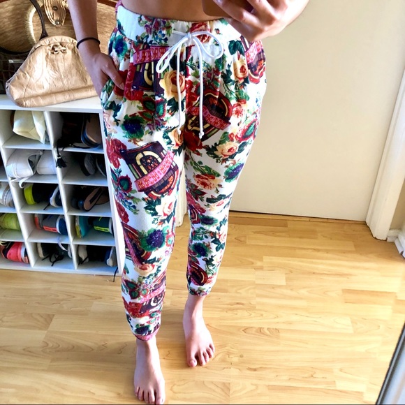 Joyrich Rich & Roll Floral Drawstring Sweats Sweat Pants Joggers size XXS XS - Picture 2 of 8